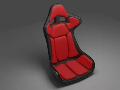 red sport bucket seat Low-poly 3D model