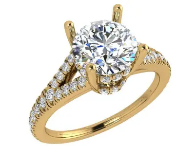 Round Diamond Split Shank Ring 3666 3D print model