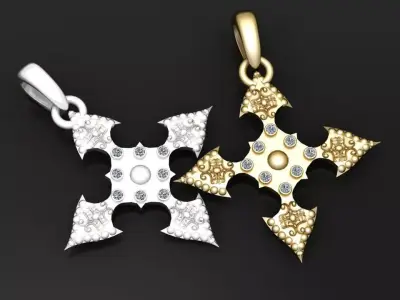 ornate cross pendant  3D printable model  3D print model