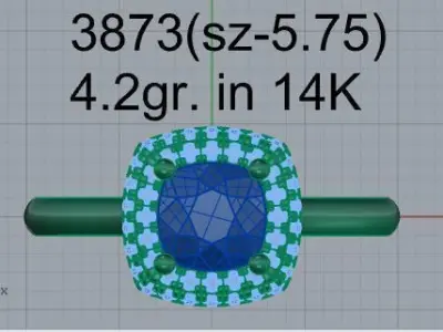 Square Halo Ring 3872 3D print model