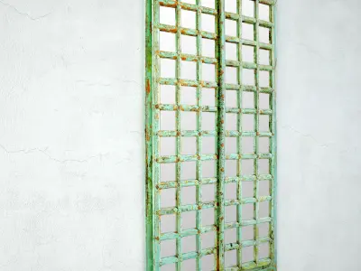 Old Turquoise Raja Door Mirror 3D model
