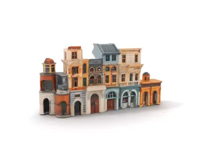 Vintage City Facade model pack Low-poly 3D model