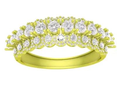 Luxury Ruby Diamond Half Eternity Ring 3D Model 4155 3D print model