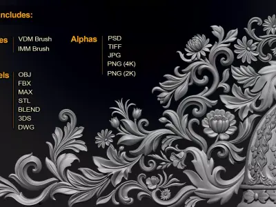 175 Ornament Brushes 4K Alphas and 3D Models- VOL 06 3D model