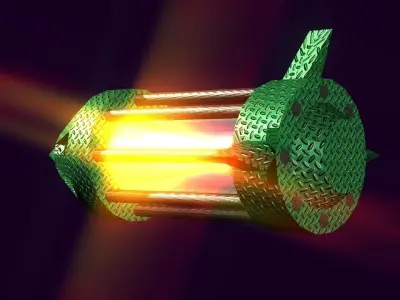Flame Engine Piped Spaceship Low-poly 3D model