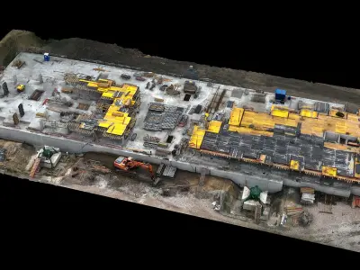construction-site terrain builduing photogrammetry Low-poly 3D model