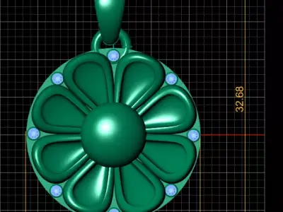 gold flower pendant  3D printable model  3D print model