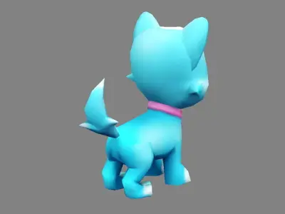 Cartoon puppy - blue male dog - Pet dog Low-poly 3D model