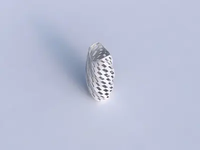 Vase twisted double arc hexagon with checker grid lattice 3D print model