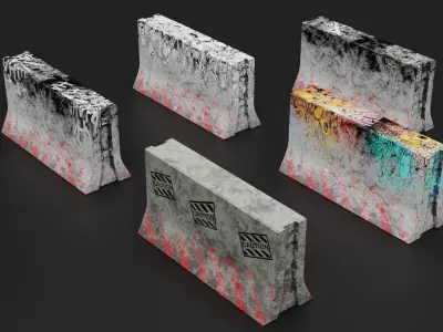 Concrete Blocker Low-poly 3D model