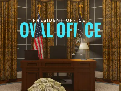 OVAL OFFICE - PRESIDENT OFFICE  Low-poly 3D model