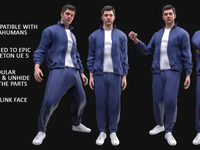 Man - Sport Outfit 2 - Modular - Rigged Low-poly 3D model