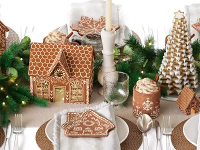 Table setting Gingerbread Village Houses 3D model