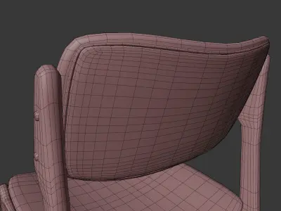 Scandinavian Wooden Chair MidCentury Modern  Game Ready 3D Model Low-poly 3D model