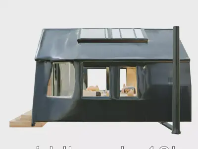 A-frame Cabin with Black Exterior model pack Low-poly 3D model