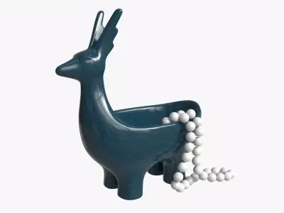 Ceramic Deer Bowl with Beads 3D model