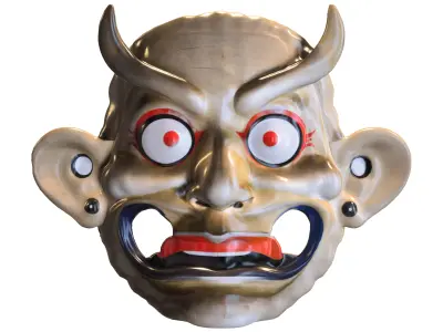 Japonese Mask comic Low-poly 3D model