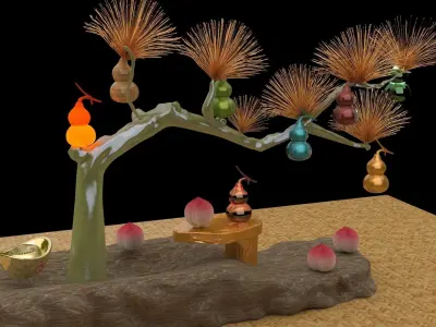 Chinese gourd tree   3D model purchase
