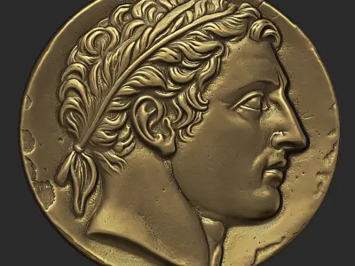 Alexander the Great Medalion Coin 3D Printable STL File 3D print model