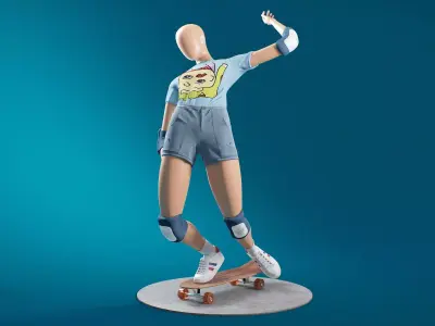 Skateboarding Girl 3D model