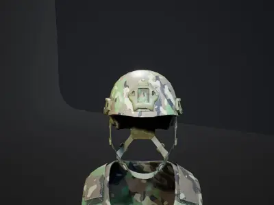 ATX Ops Helmet Low-poly model - UE4 Camo System - VR Low-poly 3D model
