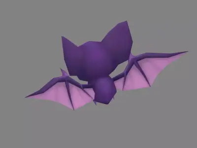 Cartoon Purple Bat Low-poly 3D model