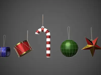 Christmas Ornamentals Tree Decorations Low-poly 3D model