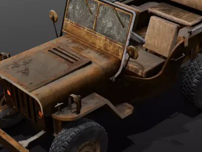 Rusted Jeep 3D Model  Low-poly 3D model