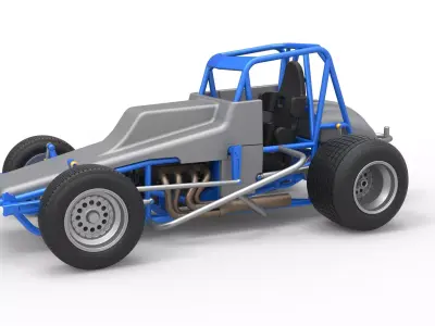 Vintage Sprint car Scale 1 to 25 3D print model