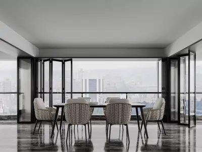 Modern living room dining room bedroom interior scenes 197 3D model