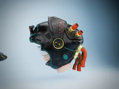 Sci-Fi Helmet 3d Modeling Zbrush Blender Low-poly 3D model