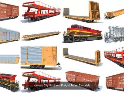 Kansas City Southern Freight Train 3D Model Collection