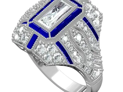 Antique Art Deco Engagement Ring 3 3D print model