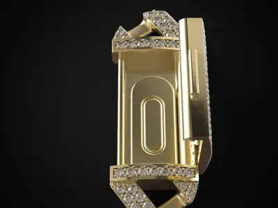 solid cuban link bracelete with lock 3D print model