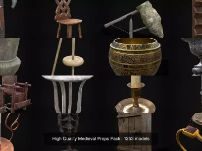 High Quality Medieval Props Pack 3D Model Collection