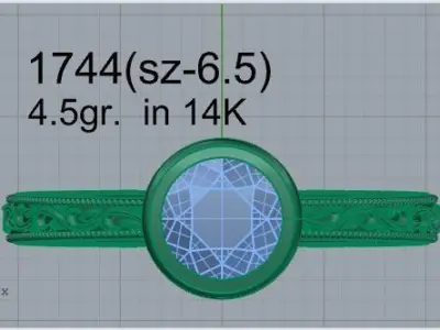 Round Bezel Setting Engraving Ring 1744 3D print model