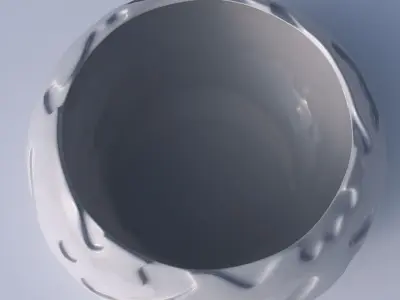 Bowl spheric squeezed wide with cavities smooth 3D print model