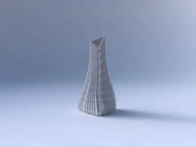 Vase twist grounded tilted triangle with strange tiles 3D print model
