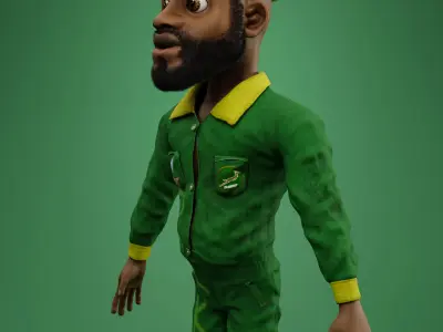 Sipho the Springboks fan rigged 3D model