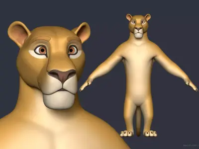 Stylized Cartoon Lion - Biped 3D model