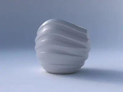 Bowl compressed 3 with smooth horizontal ribbons 3D print model