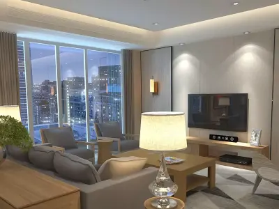 living room very clear scene 3D model