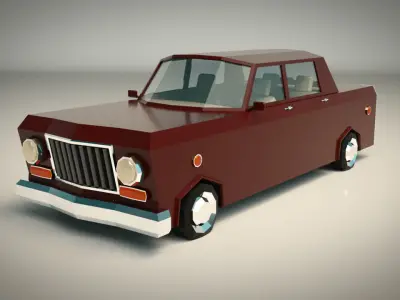 Low Poly Sedan Car 08 Low-poly 3D model