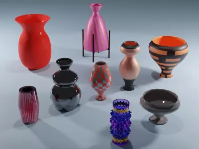 Set of Decorative Vases 3D model