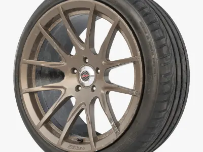 Rim 5Zigen ZR and Tire Dunlop Sport Maxx Low Poly Low-poly 3D model