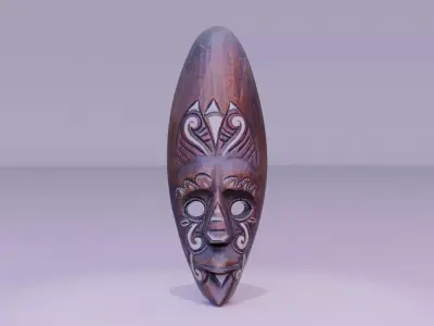 Decorative African wall Mask 10 Low-poly 3D model
