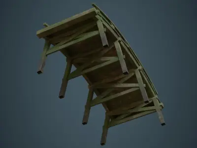 Plank Bridge 1C Low-poly 3D model