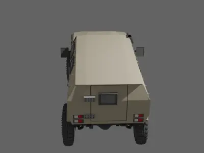 Low poly war vehicle war jeep with interior Low-poly 3D model