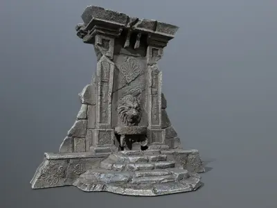 Lion fountain Low-poly 3D model