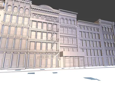 NYC SoHo Architecture City Block  Low-poly 3D model